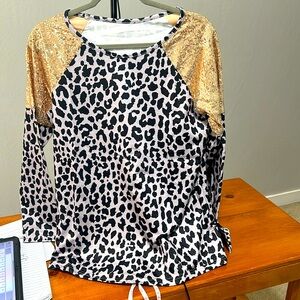 Women’s Boutique Sequin Animal Print Top